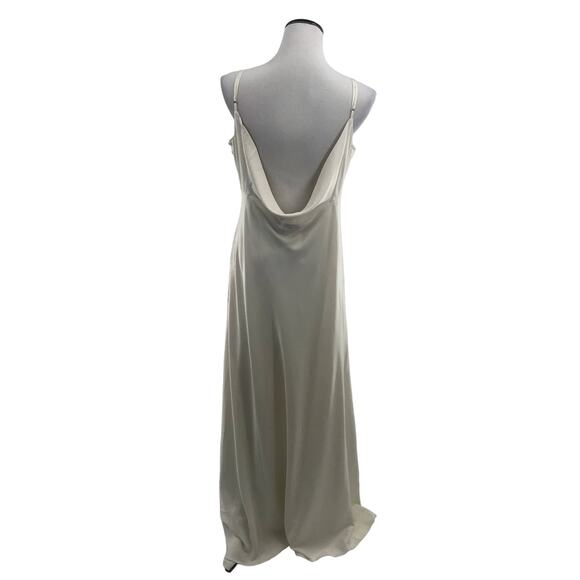ModCloth Embrace Elegance Satin Ivory Cowl Back Maxi Dress - Picture 7 of 11